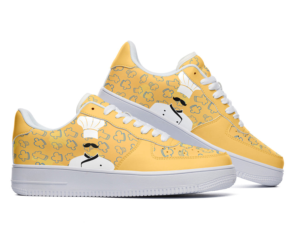 Chef Sneakers: Chef Hat Pattern Court Sneakers