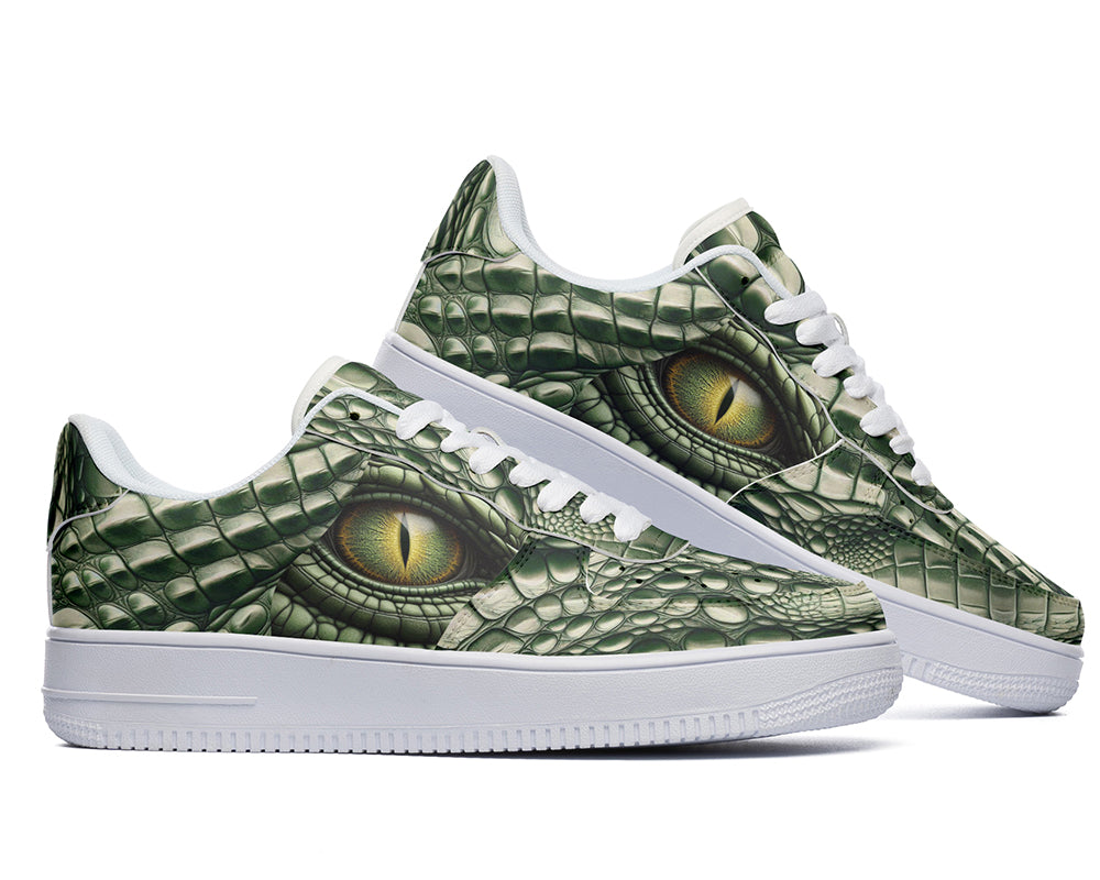 Crocodile Sneakers: Crocodile Skin Pattern Court Sneakers