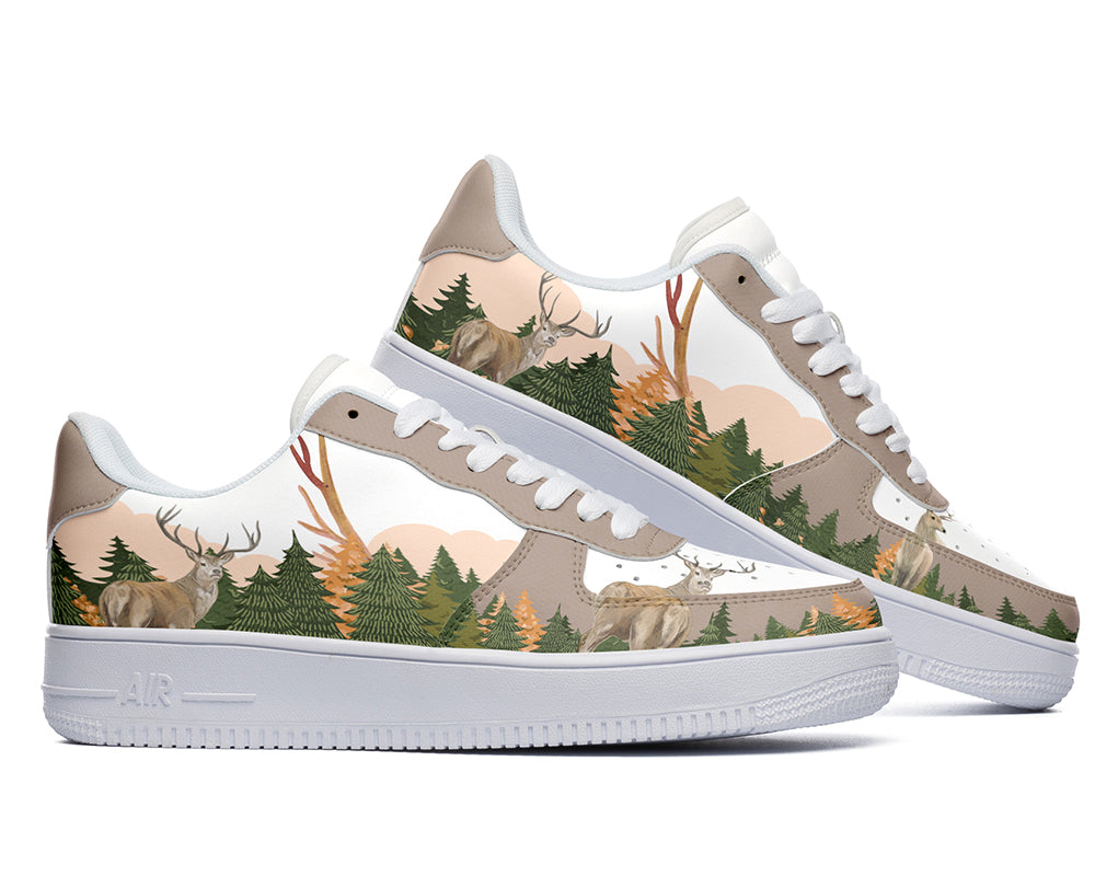 Deer Sneakers: Woodland Deer Illustration Court Sneakers