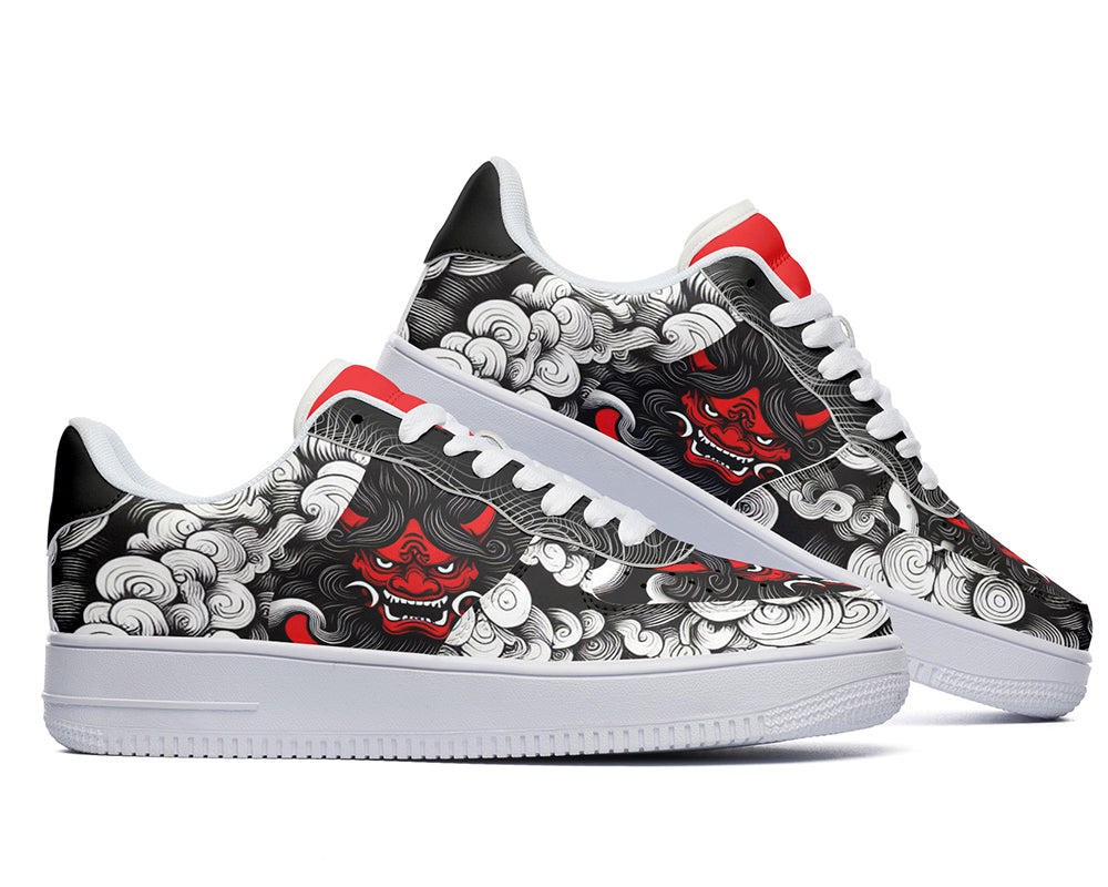 Oni Mask Sneakers: Japanese Demon Wave Court Sneakers