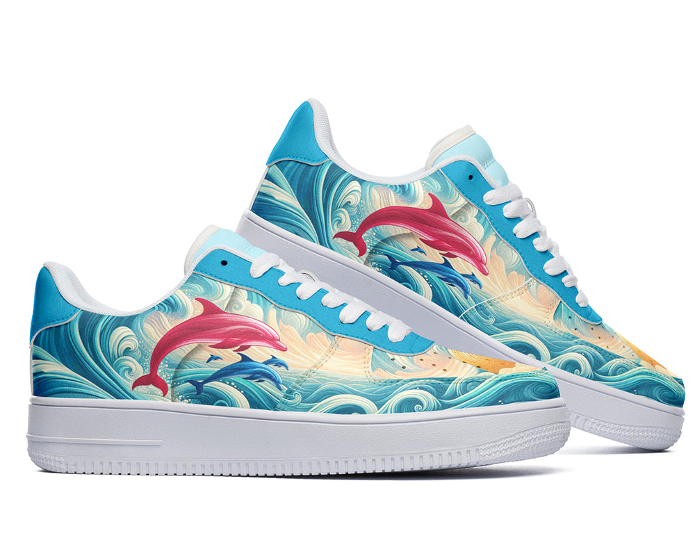 Dolphin Sneakers: Dolphin Illustration Court Sneakers