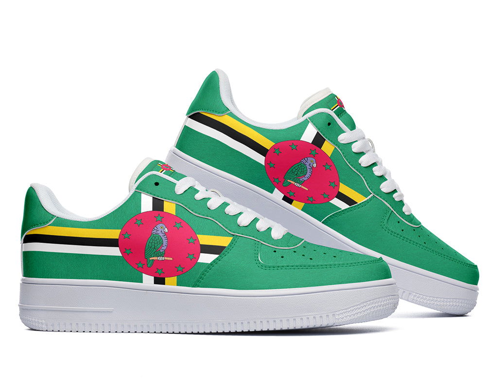 Dominica Flag Sneakers: Dominica Flag Pattern Court Sneakers