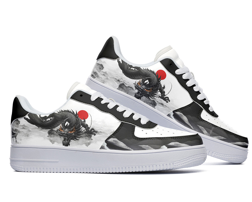 Dragon Sneakers: Dragon Illustration Court Sneakers