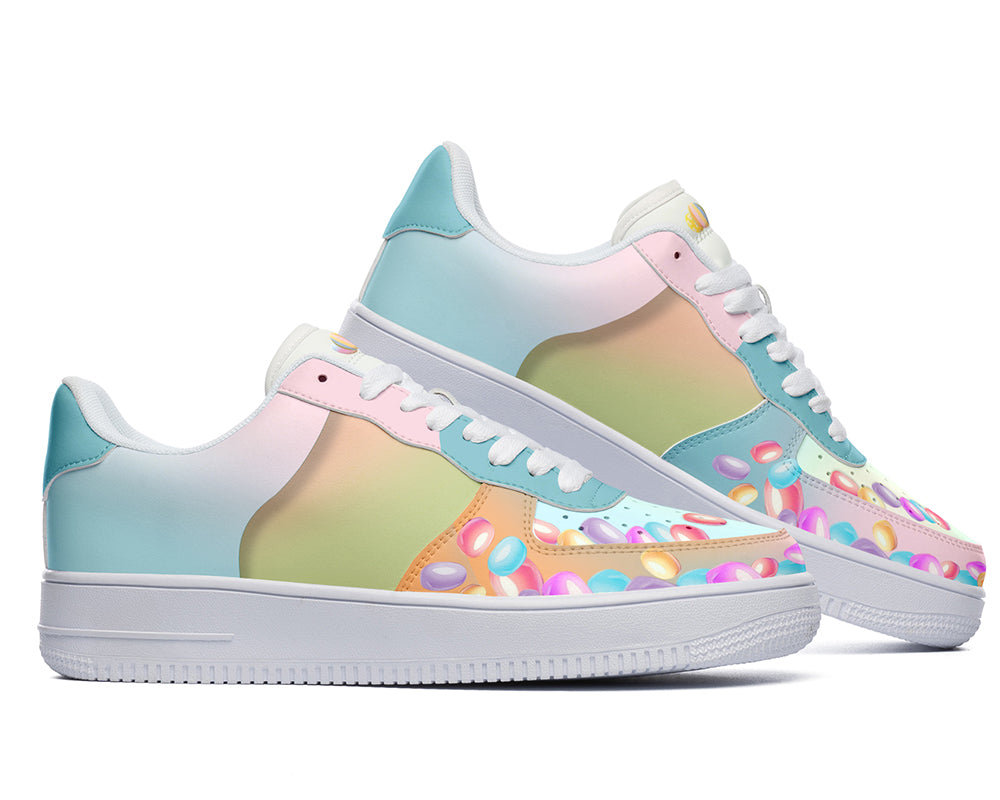 Jellybean Sneakers: Jellybean Candy Pattern Court Sneakers