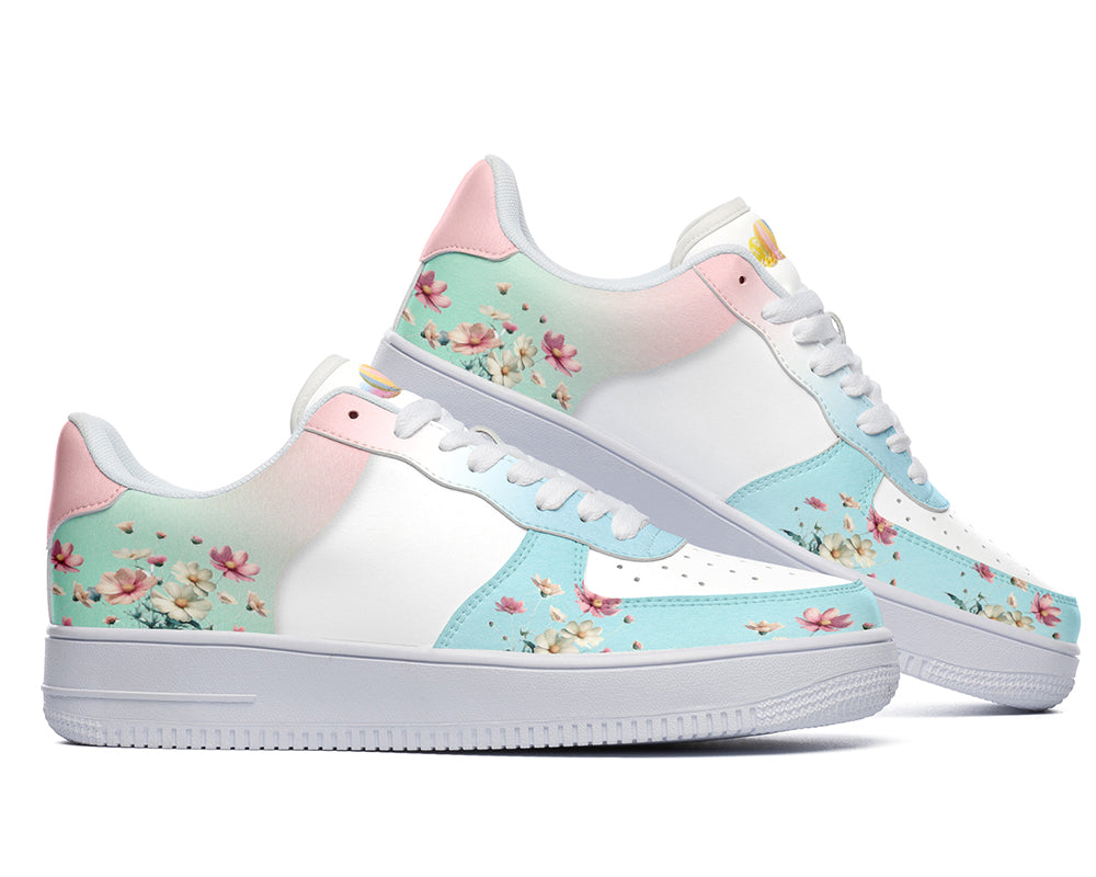 Spring Floral Sneakers: Easter Floral Pattern Court Sneakers