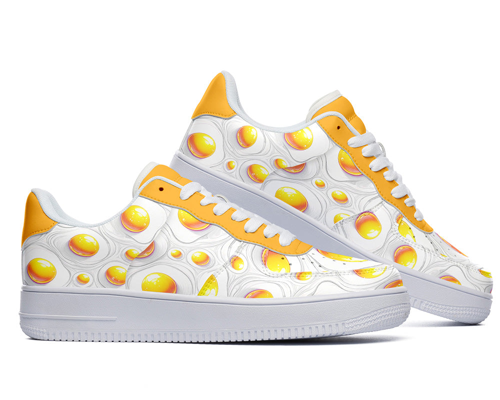 Sunny Side Up Sneakers: Sunny Side Up Egg Pattern Court Sneakers