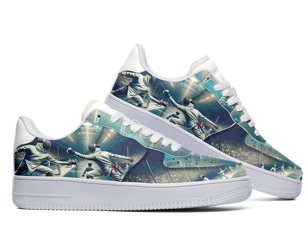 Fencing Sneakers: Fencer Illustration Court Sneakers