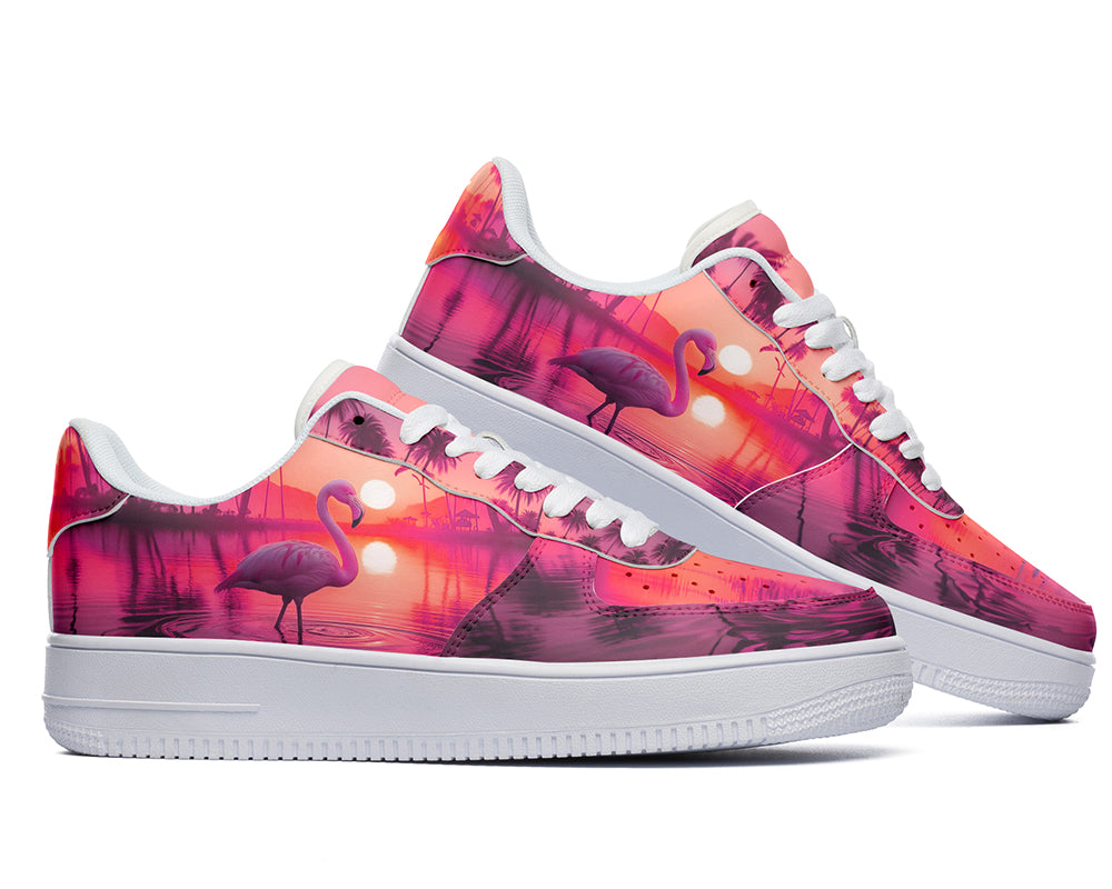 Flamingo Sneakers: Flamingo Illustration Court Sneakers