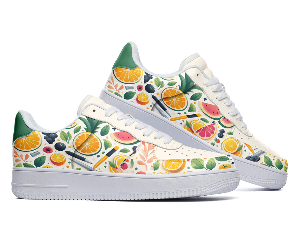 Fruits Sneakers: Fruit Pattern Court Sneakers