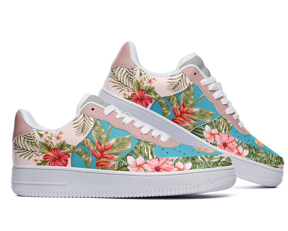 Tropical Bloom Sneakers: Tropical Flowers Court Sneakers