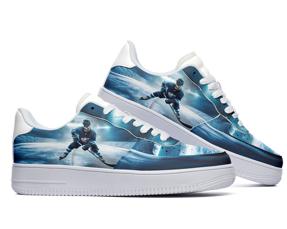 Hockey Sneakers: Hockey Player Ice Rink Scene Court Sneakers