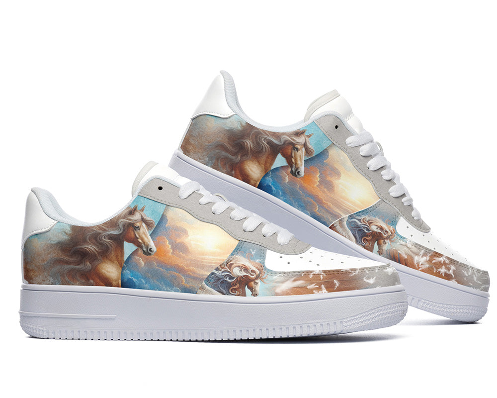 Horse Sneakers: Horse Illustration Court Sneakers