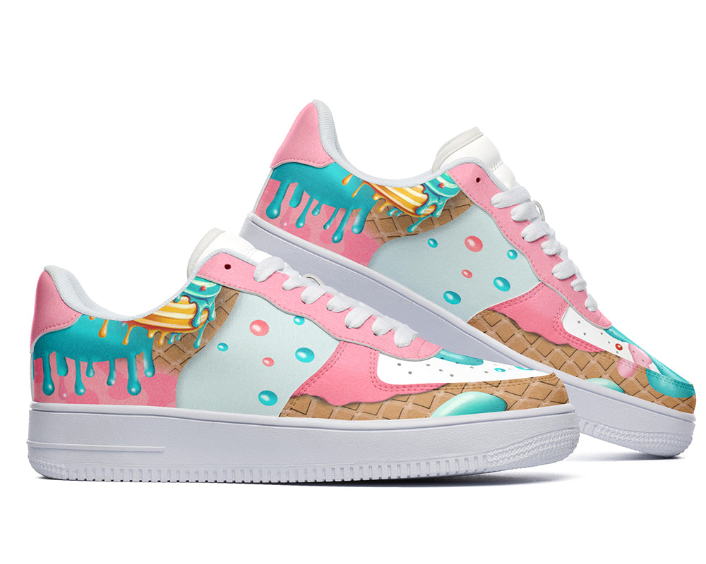 Ice Cream Sneakers: Ice Cream Illustration Court Sneakers