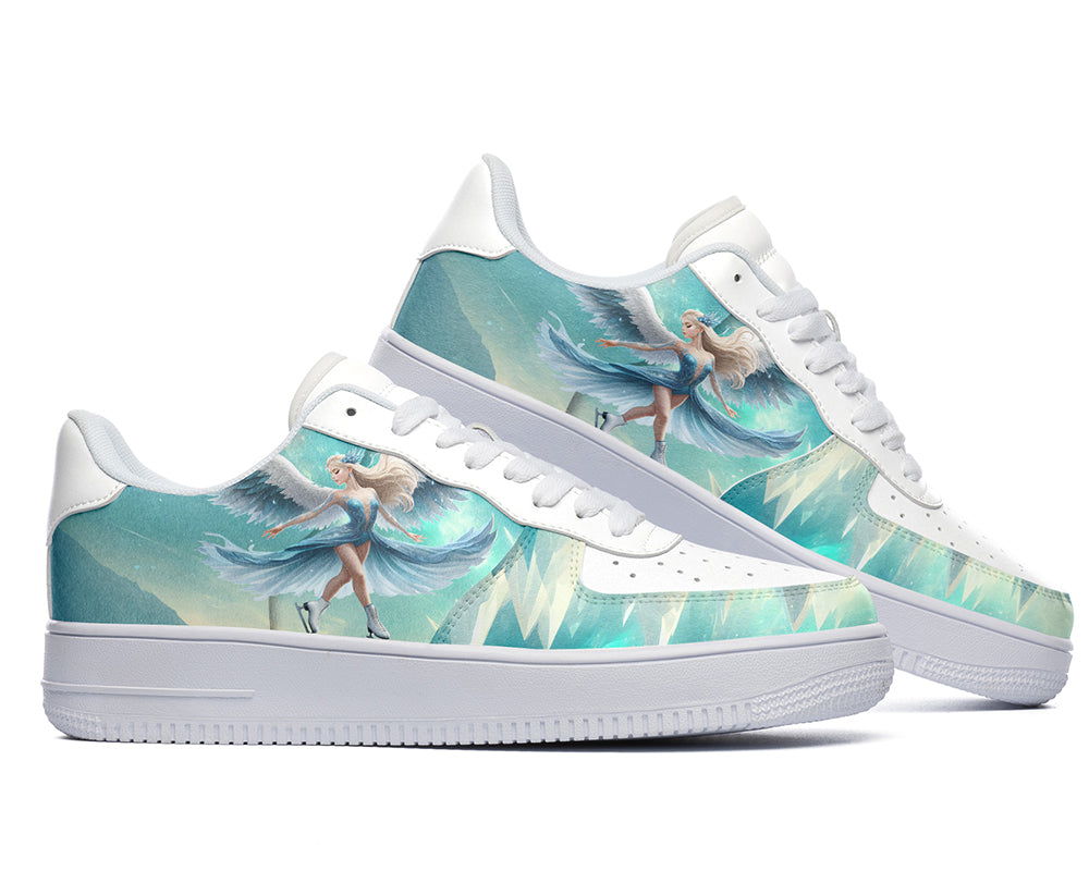 Ice Skating Sneakers: Ice Skater Winter Scene Court Sneakers