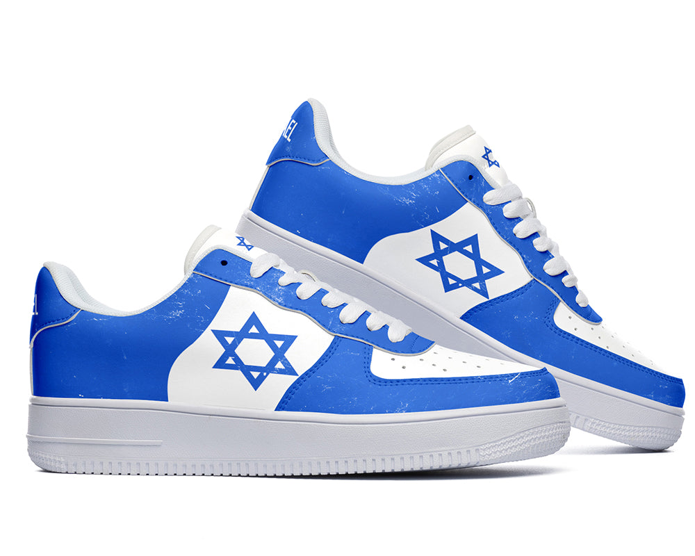 Israeli Flag Sneakers: Israeli Flag Pattern Court Sneakers