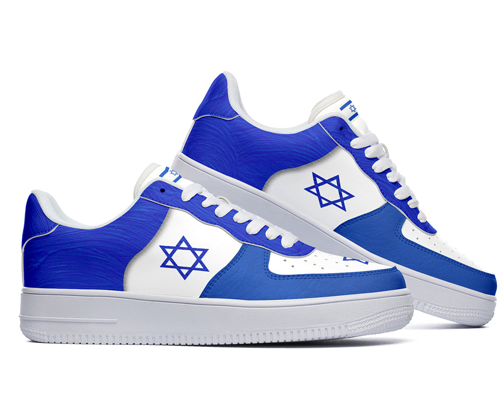 Israeli Flag Sneakers: Israeli Flag Pattern Court Sneakers
