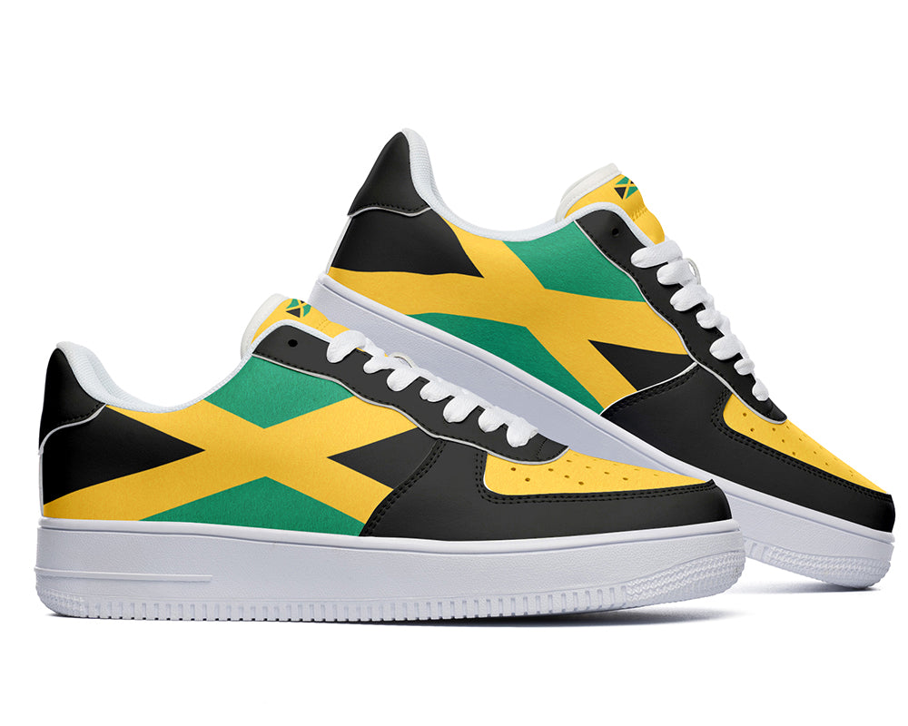 Jamaican Flag Sneakers: Jamaican Flag Pattern Court Sneakers