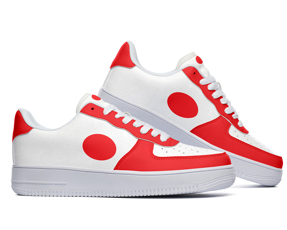 Japanese Flag Sneakers: Japanese Flag Pattern Court Sneakers