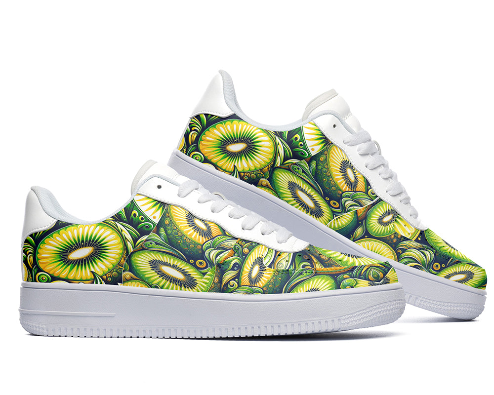 Kiwi Sneakers: Kiwi Fruit Pattern Court Sneakers