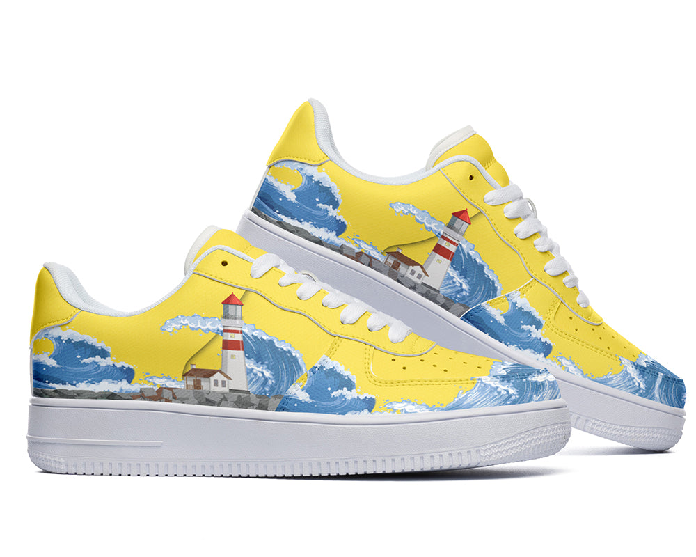 Lighthouse Sneakers: Lighthouse Illustration Court Sneakers