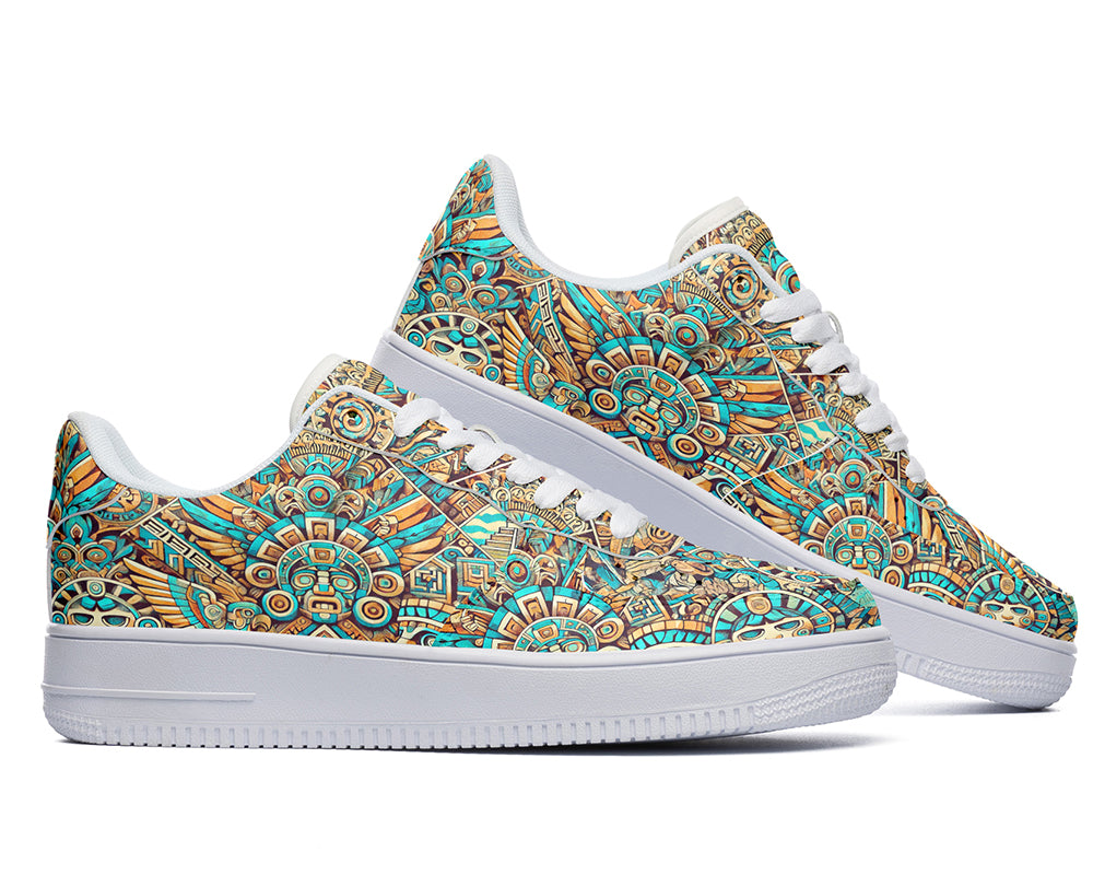 Mayan Sneakers: Mayan Pattern Court Sneakers