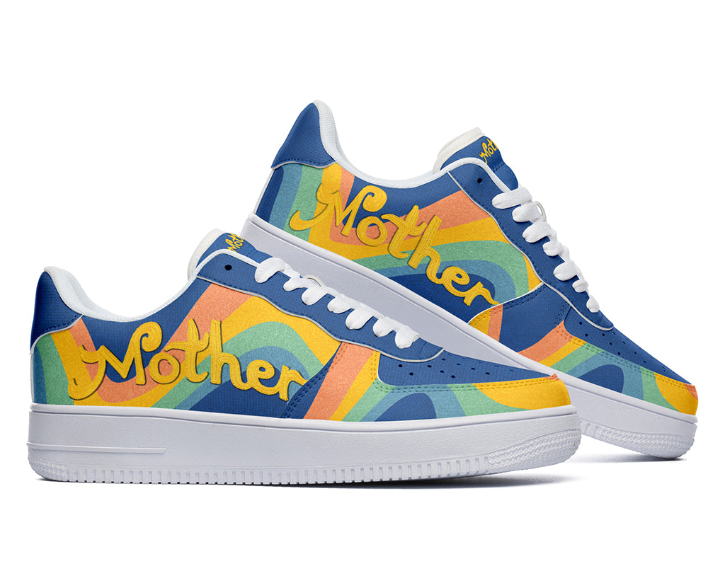Mother Sneakers: Retro Rainbow Wave Court Sneakers