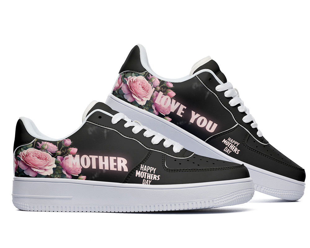 Mother’s Day Sneakers: Black Floral Mother Court Sneakers