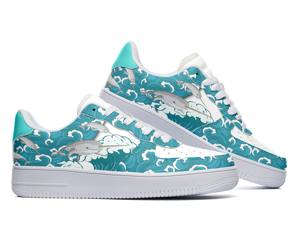Narwhal Sneakers: Narwhal Wave Illustration Court Sneakers