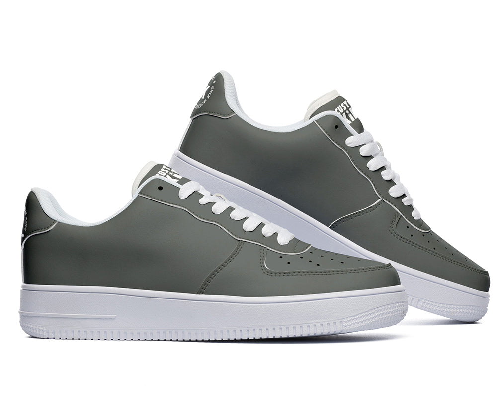 Charcoal Gray Sneakers: Solid Charcoal Gray Court Sneakers