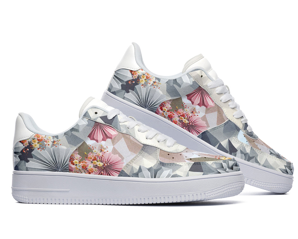 Origami Flower Sneakers: Origami Paper & Flower Pattern Court