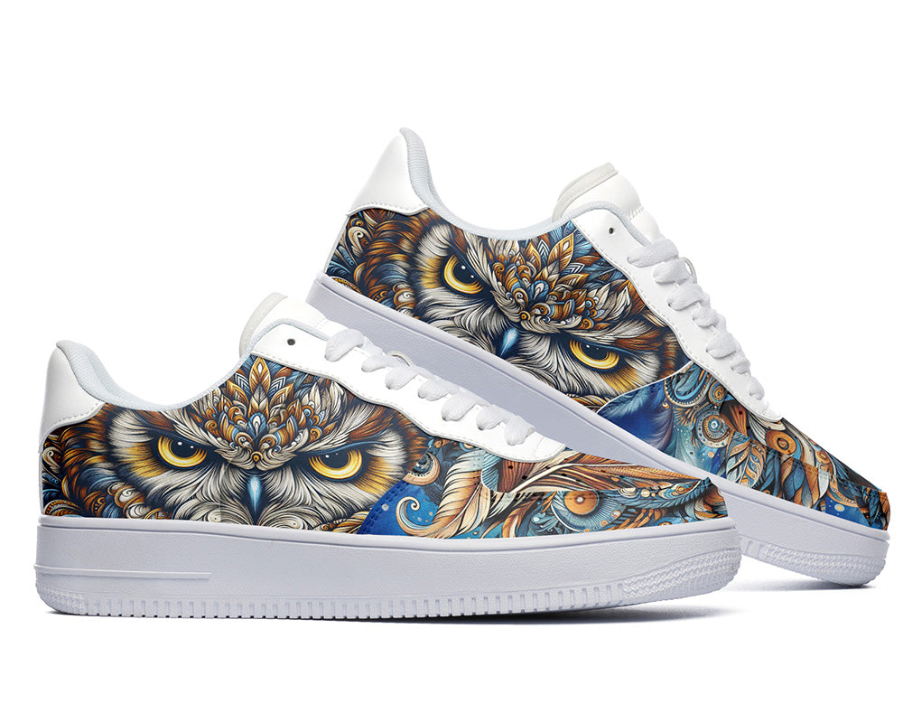 Owl Sneakers: Owl Illustration Court Sneakers