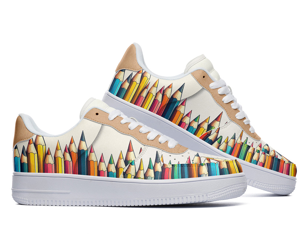 Pencil Sneakers: Pencil Pattern Court Sneakers