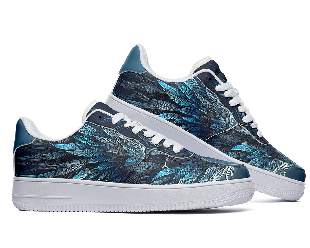 Phoenix Sneakers: Phoenix Feather Pattern Court Sneakers