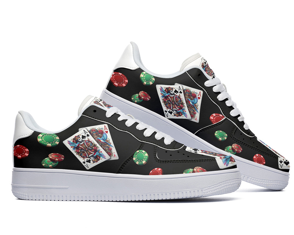 Poker Sneakers: Poker Pattern Court Sneakers
