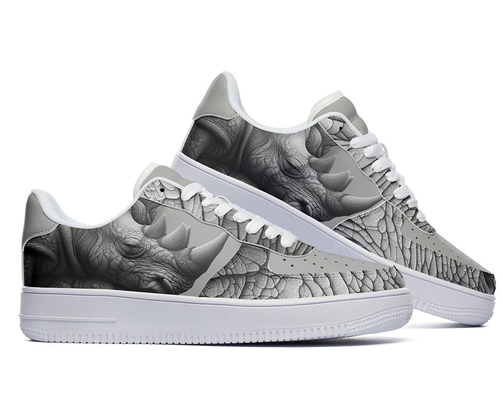 Rhino Sneakers: Rhino Skin Pattern Court Sneakers