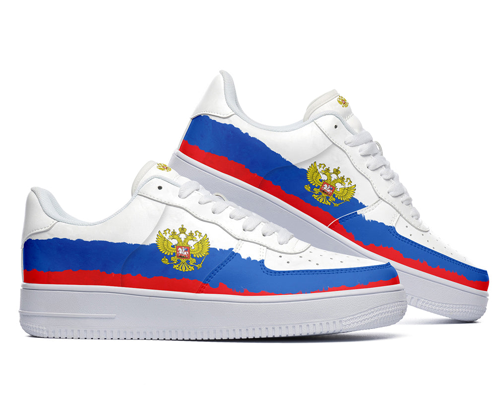 Russian Flag Sneakers: Russian Federation Flag Pattern Court Sneakers