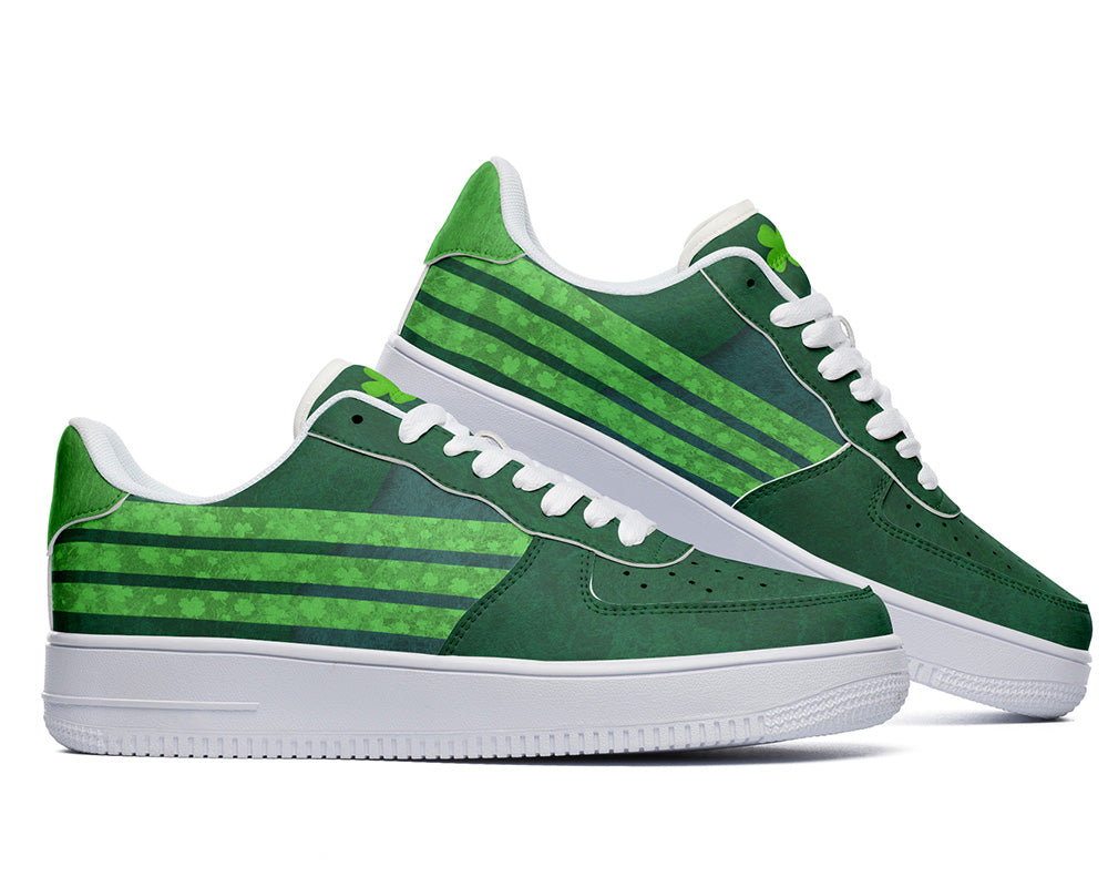 Saint Patrick Sneakers: Shamrock Stripes Court Sneakers