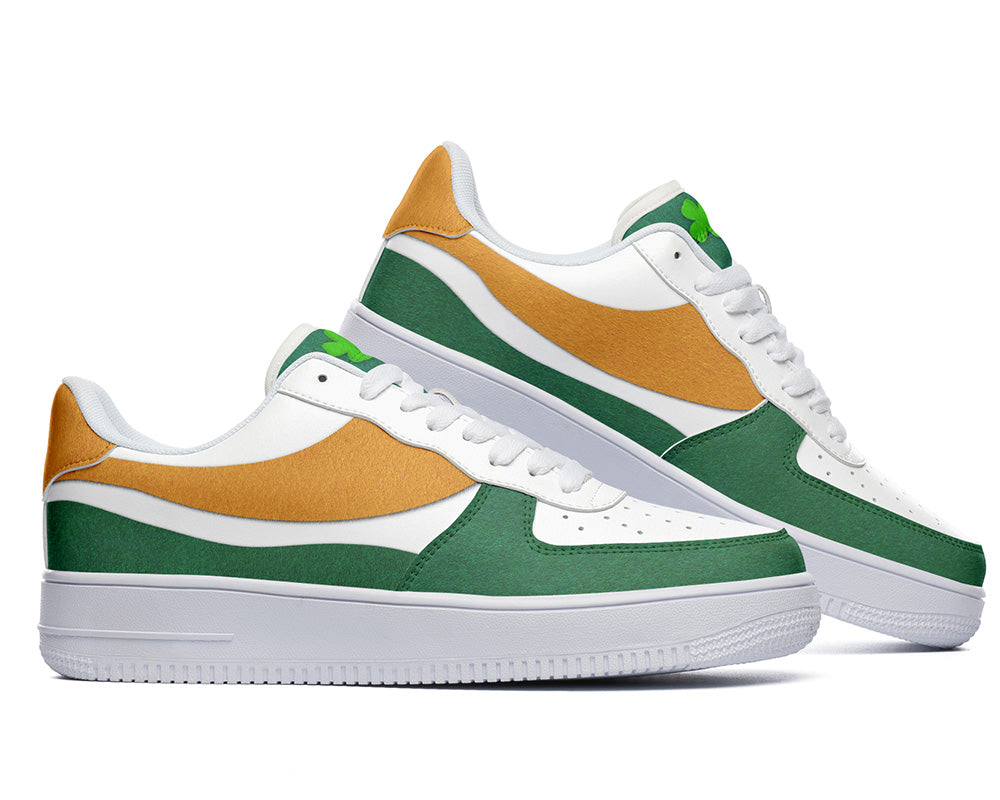 Saint Patrick Sneakers: Green and Gold Court Sneakers