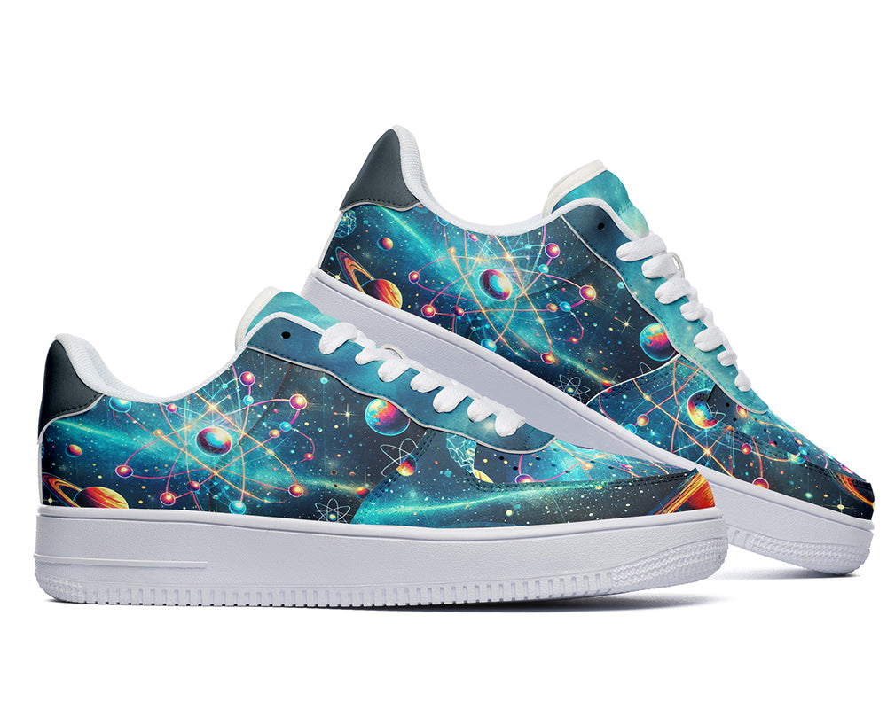 Atomic Sneakers: Atomic Galaxy Pattern Court Sneakers