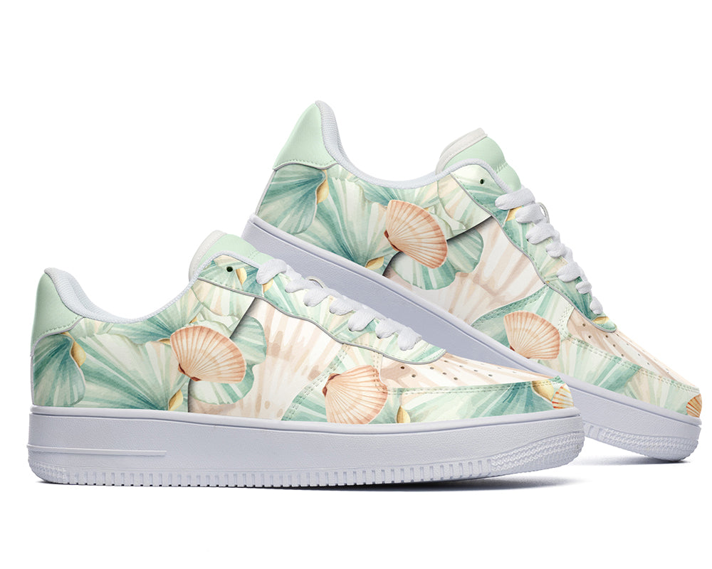 Seashell Sneakers: Seashell Pattern Court Sneakers