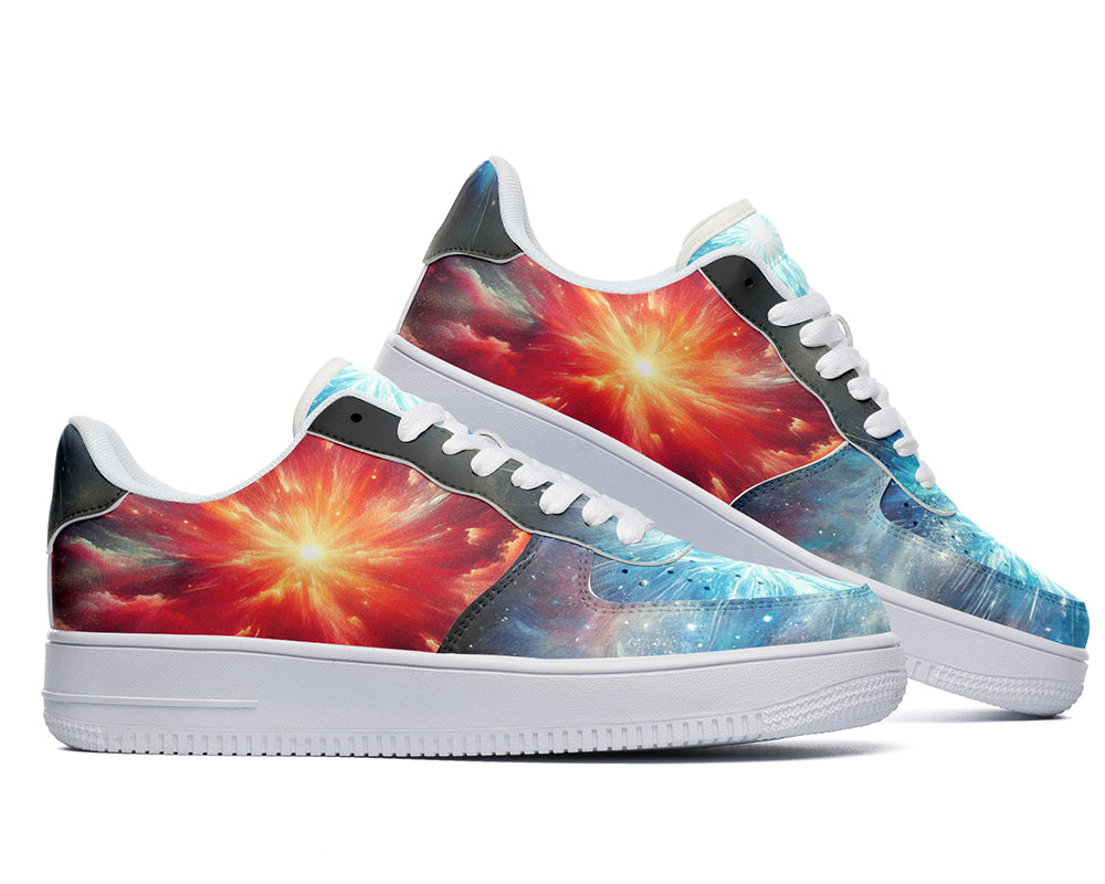 Galaxy Sneakers: Supernova Pattern Court Sneakers