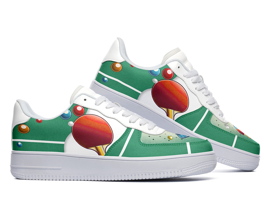Ping Pong Sneakers: Ping Pong Paddle Pattern Court Sneakers