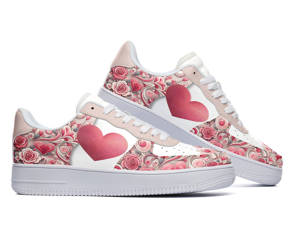 Valentines Sneakers: Heart Pattern Court Sneakers
