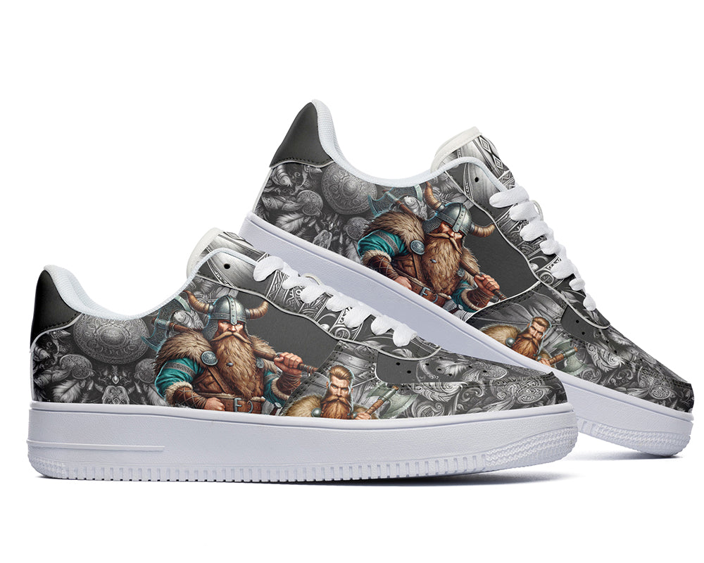 Viking Sneakers: Viking Illustration Court Sneakers