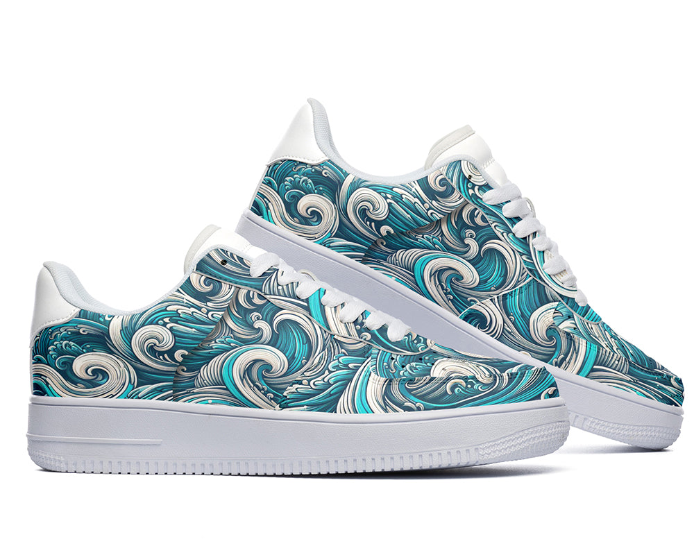 Ocean Wave Sneakers: Wave Pattern Court Sneakers