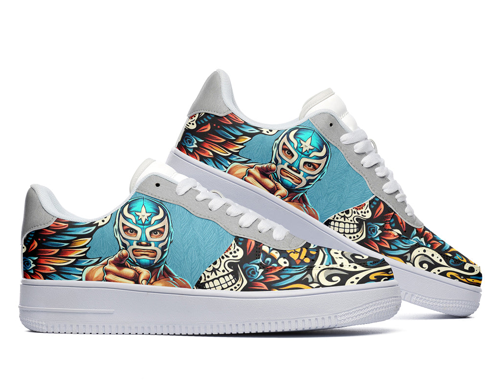 Lucha Libre Sneakers: Lucha Libre Illustration Court Sneakers