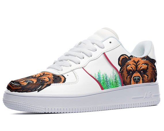 White sneakers with a brown bear design | California Flag Style