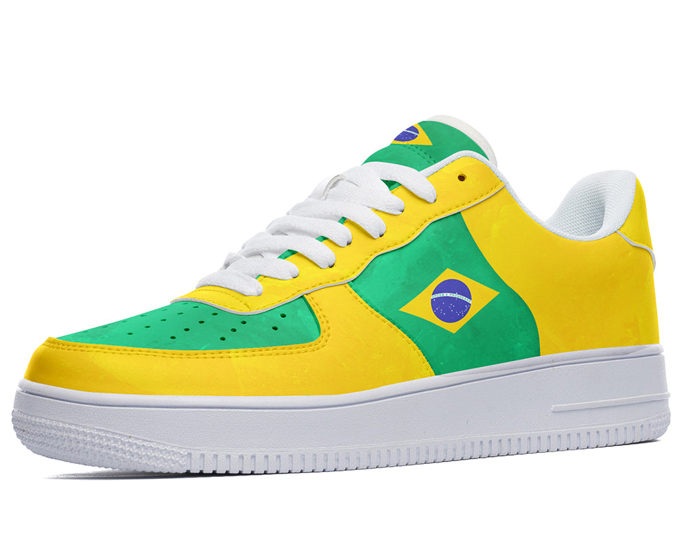 Brazilian Flag Sneakers: Brazilian Flag Pattern Court Sneakers