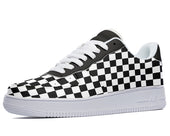 Black and white checkered sneakers. 
