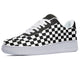 Black and white checkered sneakers. 
